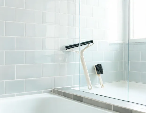 Bathroom tile and squeegee routine