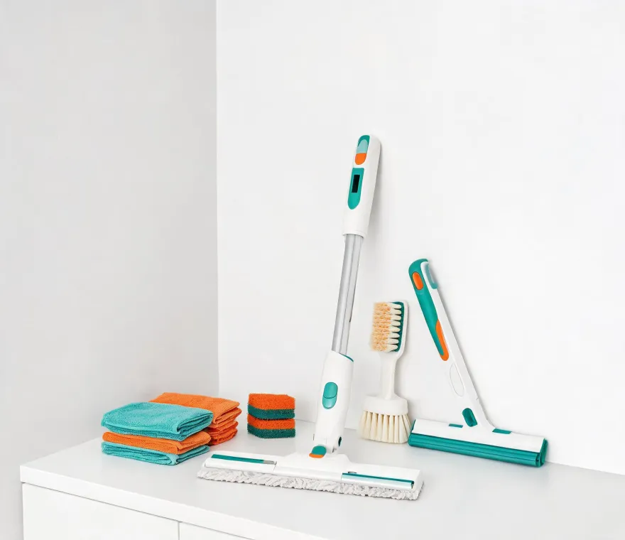 Scotch-Brite cleaning tools styled in a bright utility corner