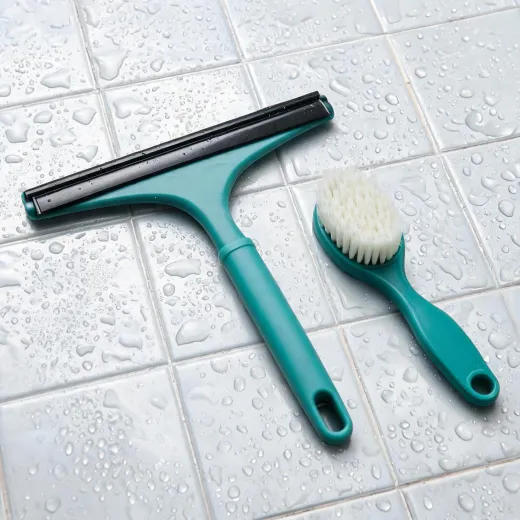 Squeegee and scrub brush set